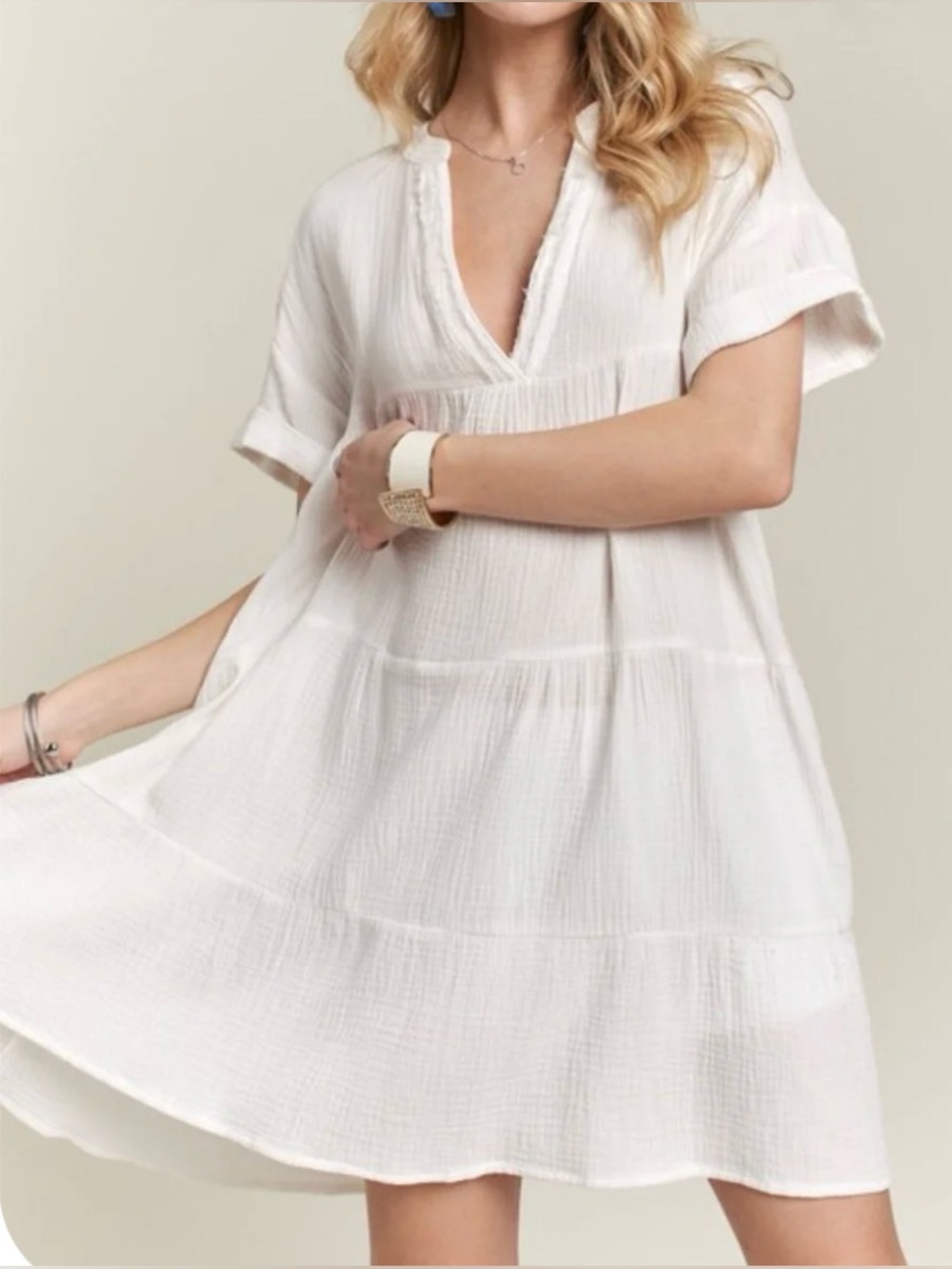 Magaschoni Cream Textured Midi Dress size large